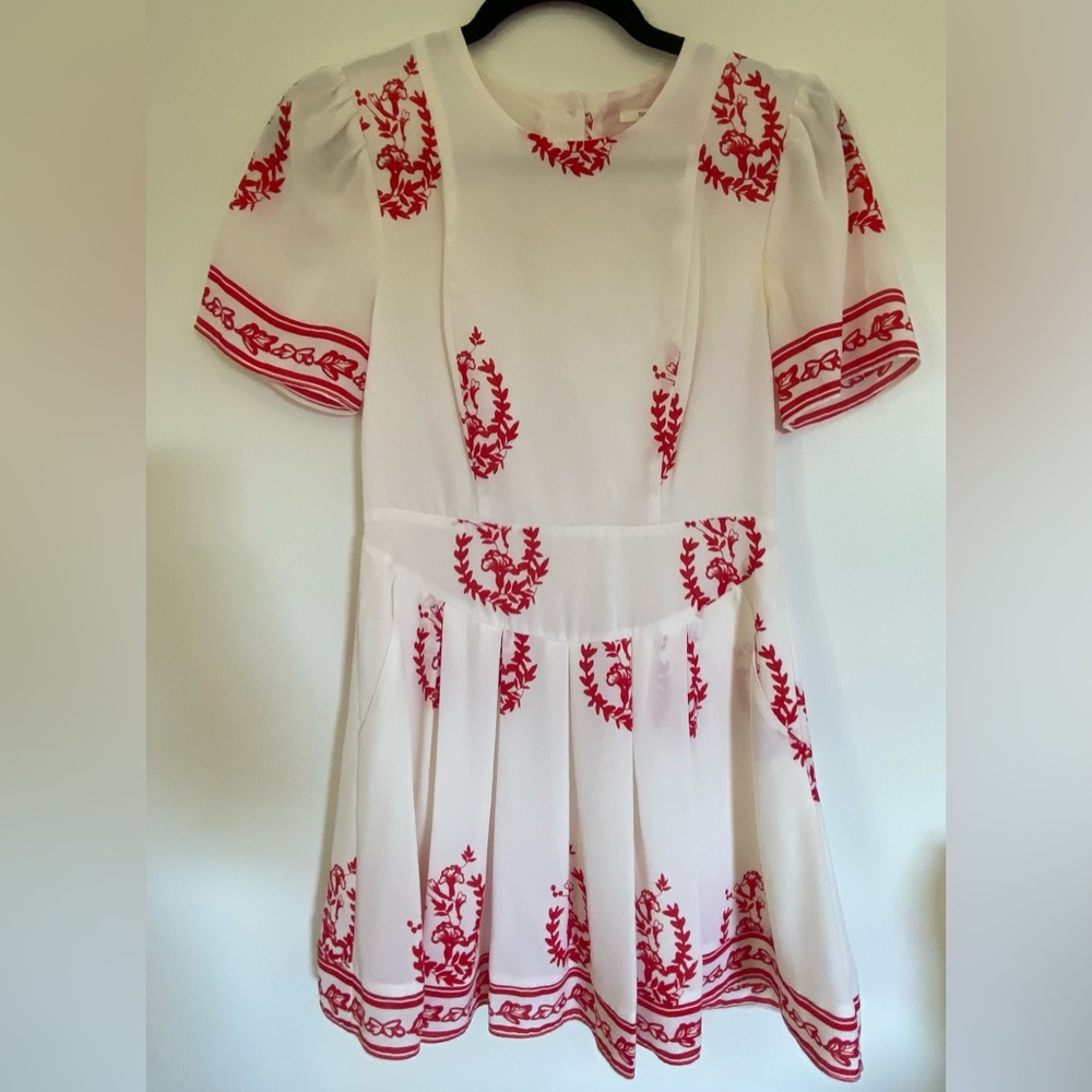 Tularosa red and white patterned dress